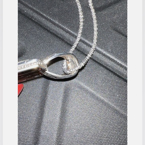 Unisex Dog Tag 14K Gold & Sterling Silver Pendant Necklace CZ’s NWT - Picture 5 of 8